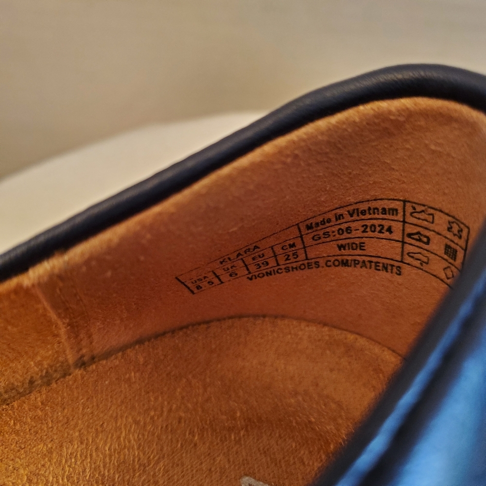 Vionic Klara Leather Navy Blue Ballet Flats, Size 8.5 Wide - Picture 10 of 12